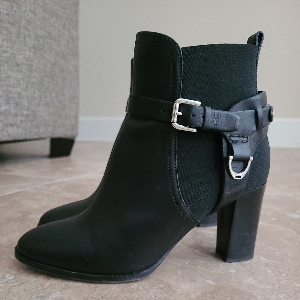 Ralph Lauren Collection Black Meadow Ankle Boots Booties - size EU 37.5 / US 7.5